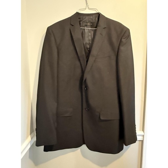 Vinci Vest‎ & Sport Coat Blazer Mens 40L RN 114572 Metallic Black - Picture 1 of 7